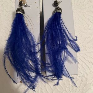 Feather Earrings with Druzy
